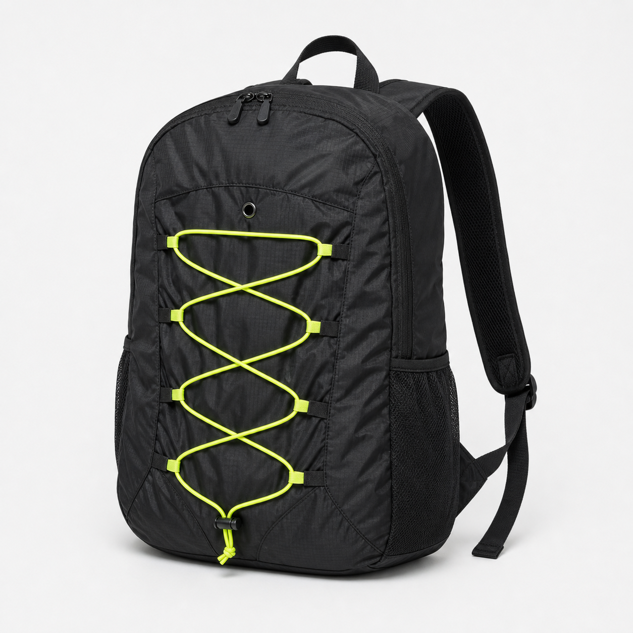 Mochila negra verde flúo